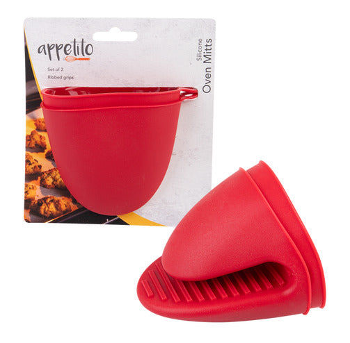 Appetito: Silicone Oven Mitts - Red (Set of 2)