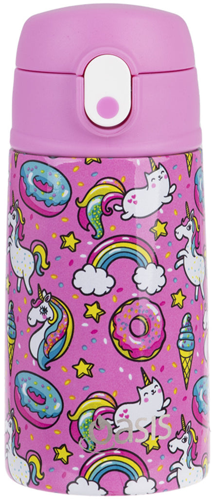 Oasis: Kid's Drink Bottle with Sipper - Unicorns (400ml) - D.Line