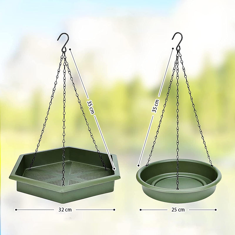 GREENHAVEN 2 in 1 Hanging Bird Feeder & Bird Bath - Green