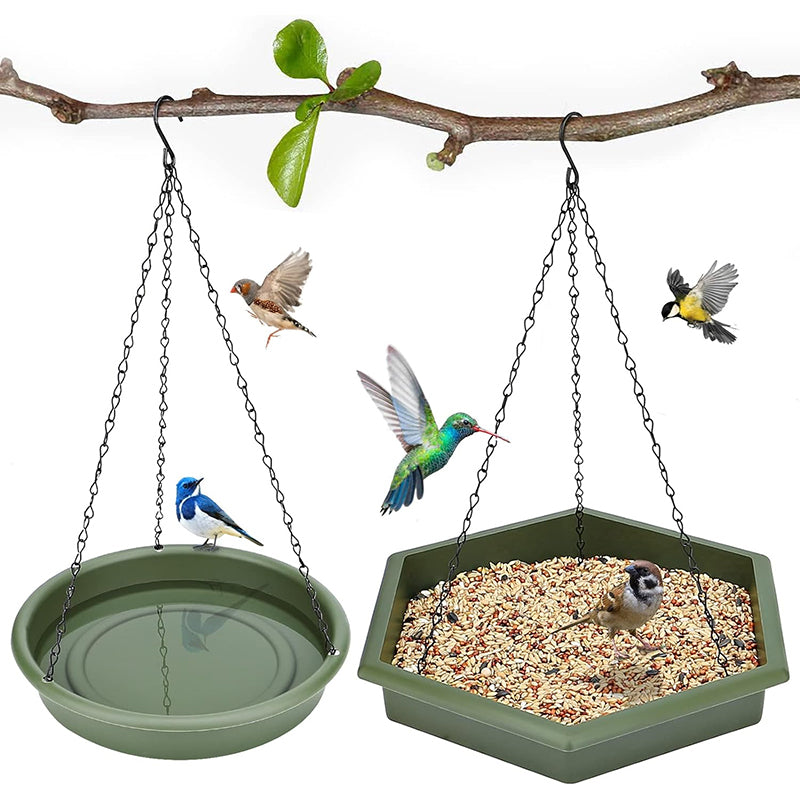 GREENHAVEN 2 in 1 Hanging Bird Feeder & Bird Bath - Green