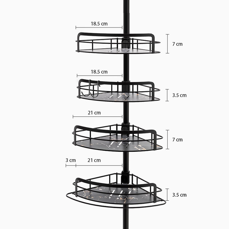 STORFEX 4 Tier Adjustable Shower Corner Shelves - Black