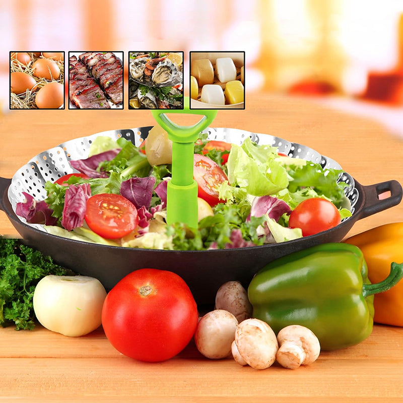 COOKOZZY Stainless Steel Vegetable Steamer Basket - (18 to 28CM)