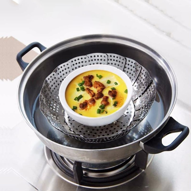 COOKOZZY Stainless Steel Vegetable Steamer Basket - (18 to 28CM)