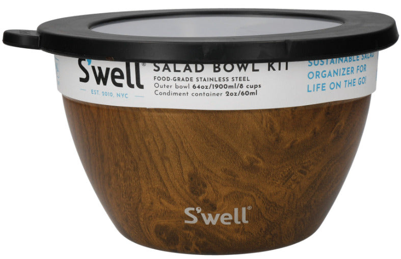 Swell: Teakwood Salad Bowl Kit (1.9L) - S'Well