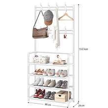 Load image into Gallery viewer, STORFEX 4-Tier 3-in-1 Coat Hanger and Shoe Rack - White