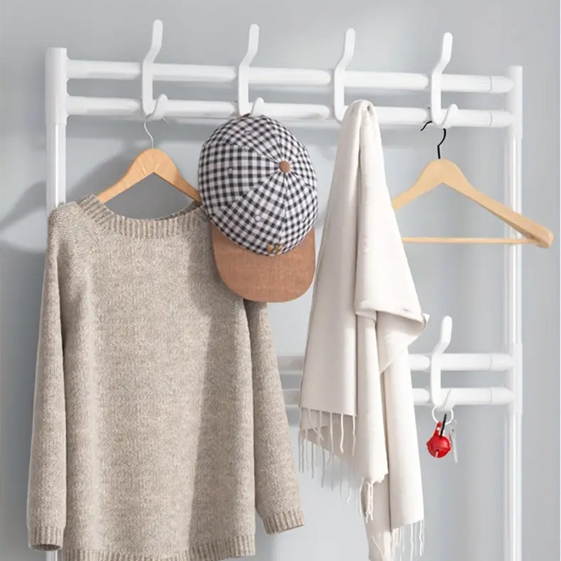 STORFEX 4-Tier 3-in-1 Coat Hanger and Shoe Rack - White