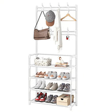 Load image into Gallery viewer, STORFEX 4-Tier 3-in-1 Coat Hanger and Shoe Rack - White