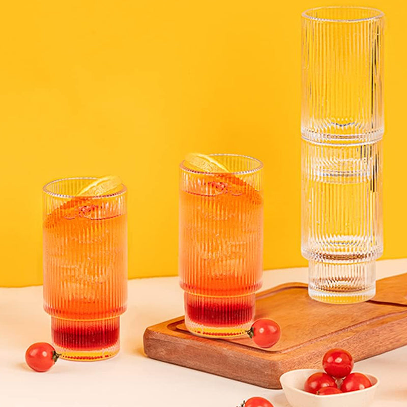 OZZCOOKY Ribbed Glassware - 4 Pack - OZZYCOOK