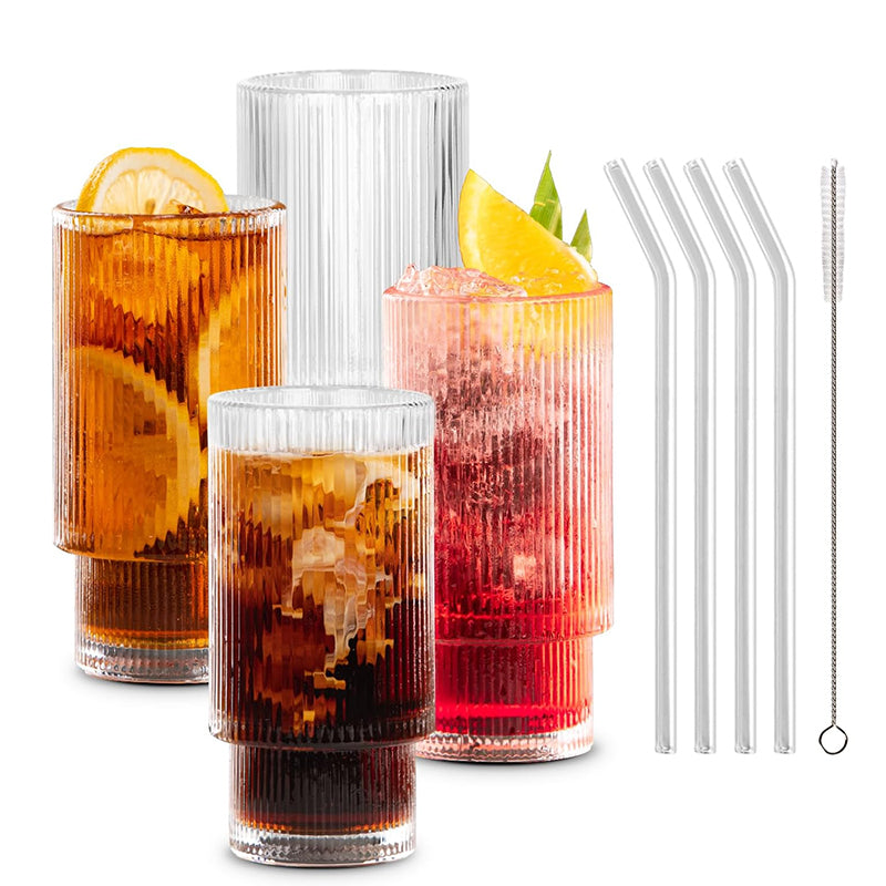 OZZCOOKY Ribbed Glassware - 4 Pack - OZZYCOOK