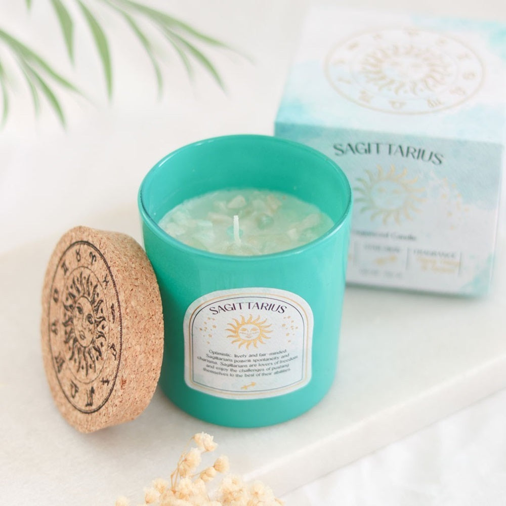 Sagittarius Ylang Ylang & Amber Gemstone Glass Candle