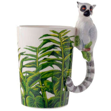 Load image into Gallery viewer, Lemur with Jungle Decal Ceramic Shaped Handle Mug (400ml)