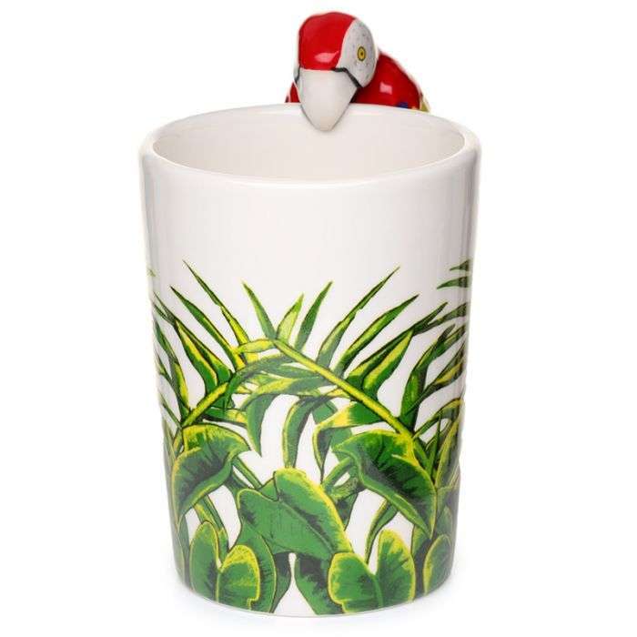 Parrot with Jungle Decal Ceramic Shaped Handle Mug (400ml)