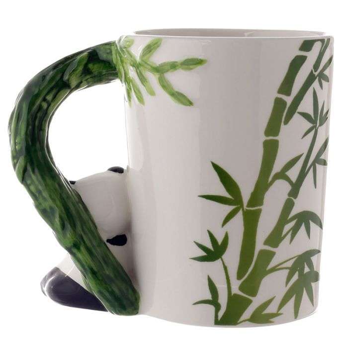 Panda with Bamboo Decal Ceramic Shaped Handle Mug (400ml)