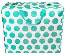 Load image into Gallery viewer, Rex London: Jumbo Storage Bag - Turquoise on White Spotlight