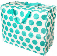 Load image into Gallery viewer, Rex London: Jumbo Storage Bag - Turquoise on White Spotlight