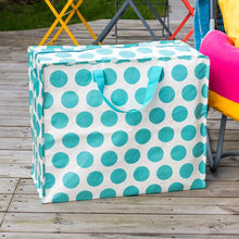 Load image into Gallery viewer, Rex London: Jumbo Storage Bag - Turquoise on White Spotlight