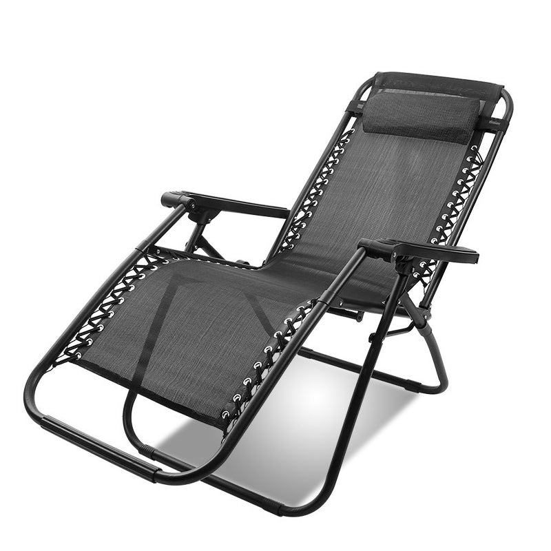 HYPERANGER Adjustable Metal & Mesh Lounge Chair with Pillows - Black