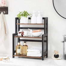 Load image into Gallery viewer, SONGMICS Brown &amp; Black 3-Tier Spice Rack with Bamboo Frame