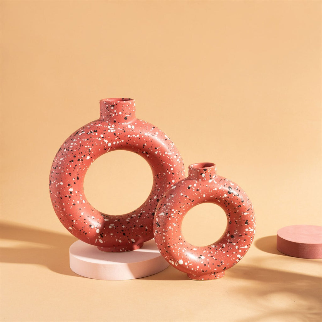 Sass & Belle: Terrazzo Speckled Circle Vase - Brick Red