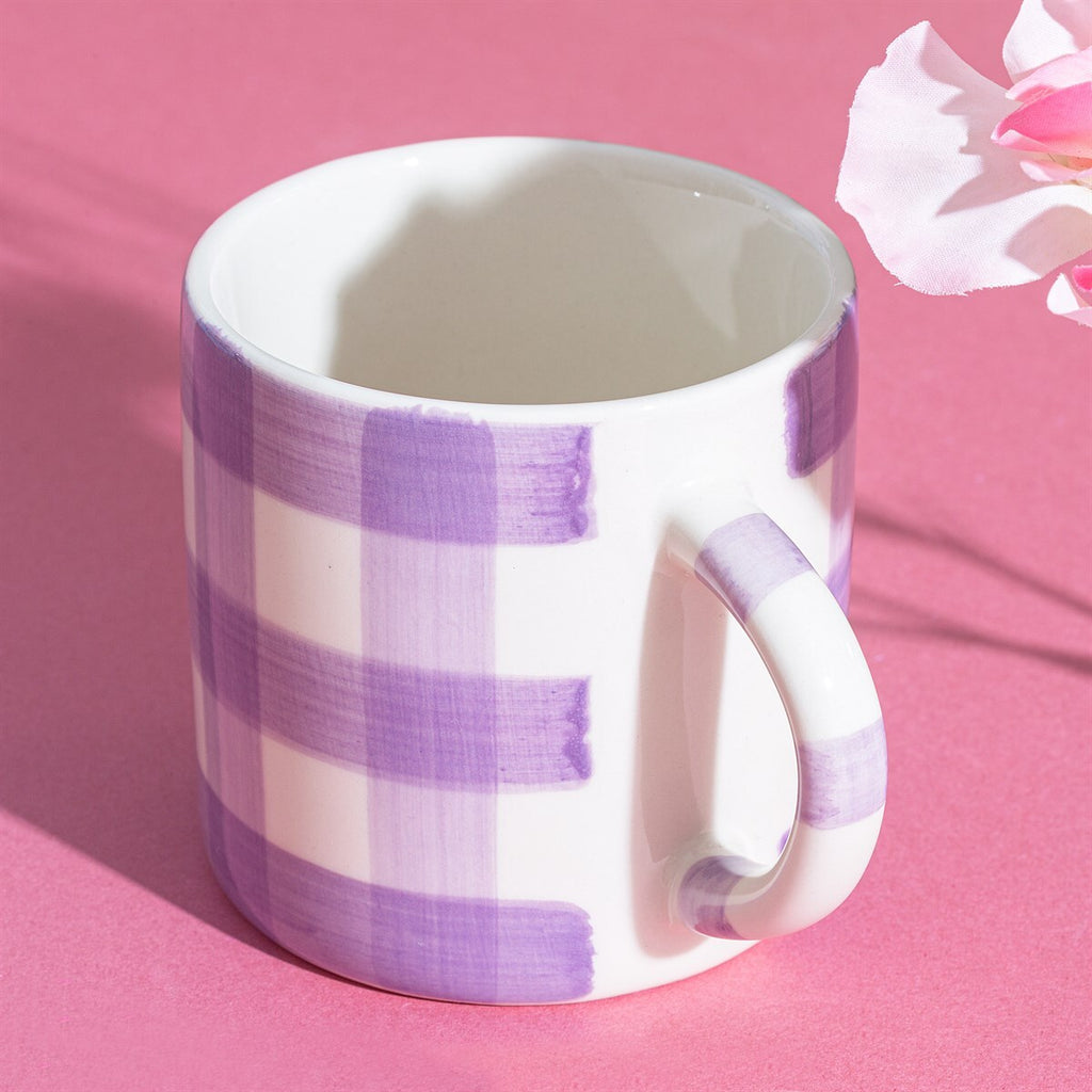 Sass & Belle: Gingham Mug - Lilac (350ml)