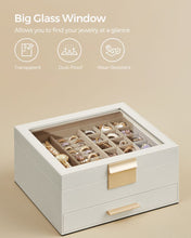 Load image into Gallery viewer, SONGMICS 2-Layer Jewellery Box with Glass Lid