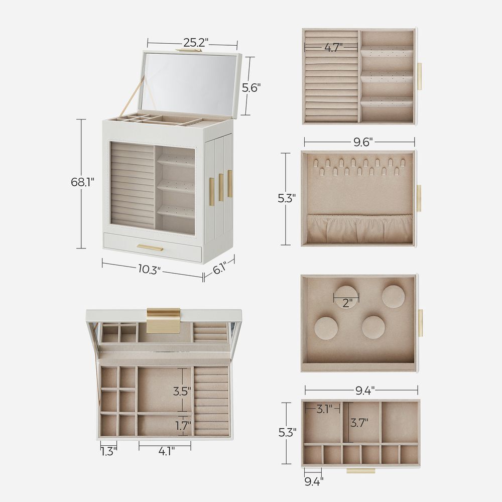 SONGMICS 5 Tier Jewellery Box with Glass Window