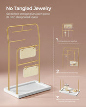 Load image into Gallery viewer, SONGMICS Metal Frame Jewelry Stand with 6 Hanging Rods - Metallic Gold