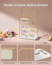 Load image into Gallery viewer, SONGMICS Metal Frame Jewelry Stand with 6 Hanging Rods - Metallic Gold
