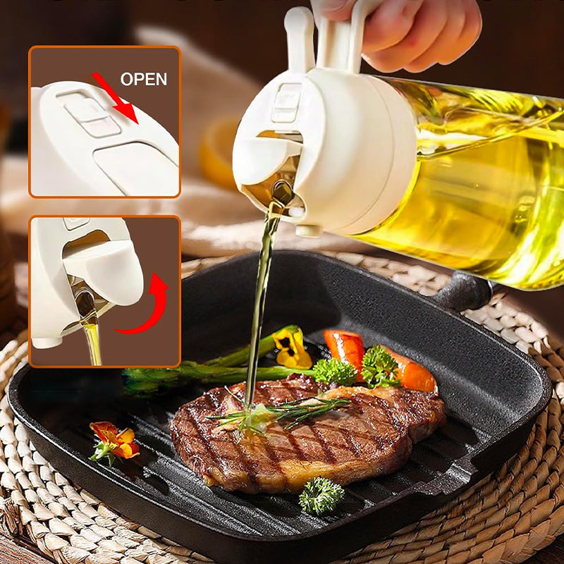 OZZYCOOK 2 in 1 Oil Dispenser Bottle - White