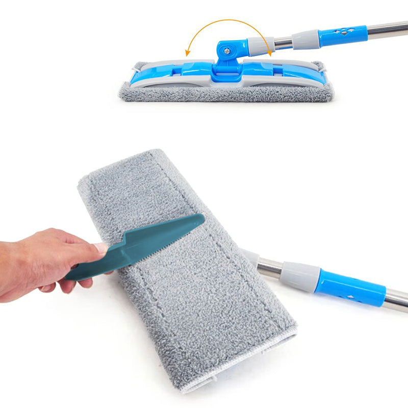 Microfiber Mop with 2 Reusable Flat Mop Pads - Grey - CLEANFOK