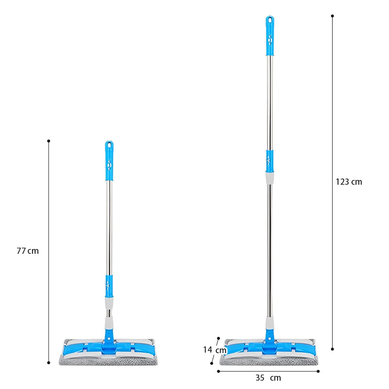 Microfiber Mop with 2 Reusable Flat Mop Pads - Grey - CLEANFOK