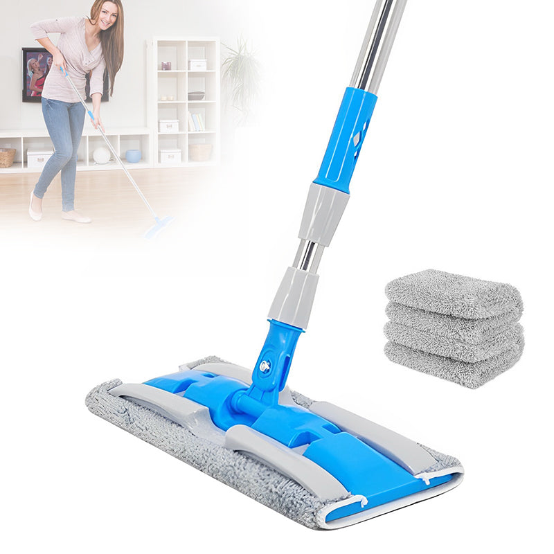 Microfiber Mop with 2 Reusable Flat Mop Pads - Grey - CLEANFOK