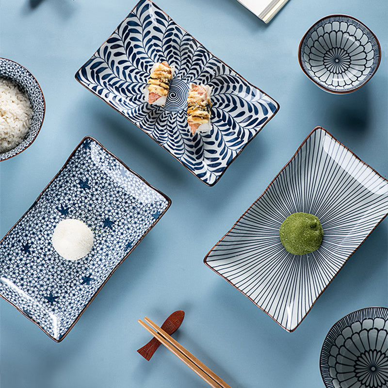 OZZYCOOK 7-Piece Japanese Inspired Plates and Bowls Set