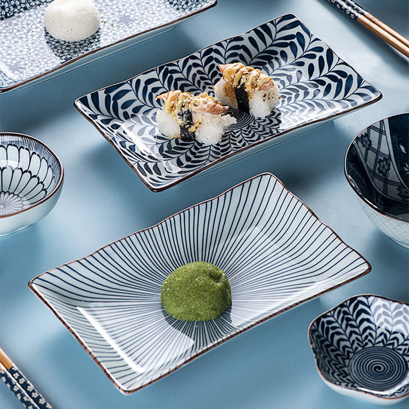 OZZYCOOK 7-Piece Japanese Inspired Plates and Bowls Set