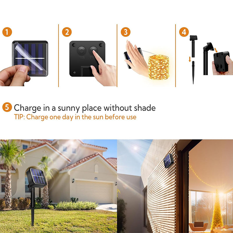 LUMIRO 2-Pack 32M 300 LED Solar String Lights - Warm Light