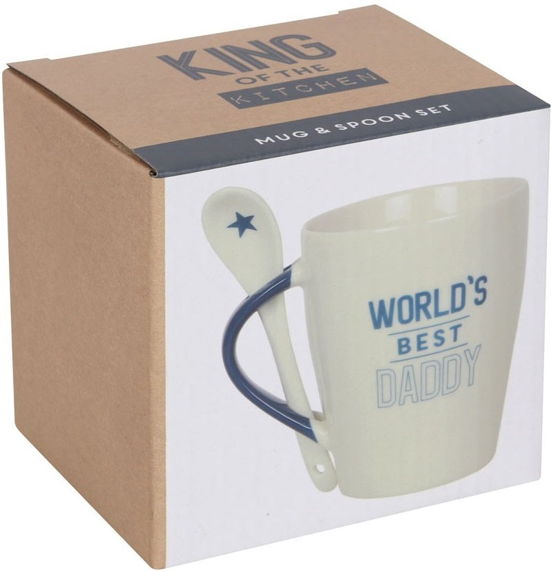 World's Best Daddy Ceramic Mug and Spoon Set (500ml)