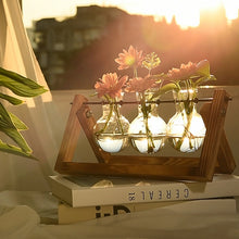 Load image into Gallery viewer, GREENHAVEN 3 Bulb Vase Plant Terrarium with Wooden Stand - Brown