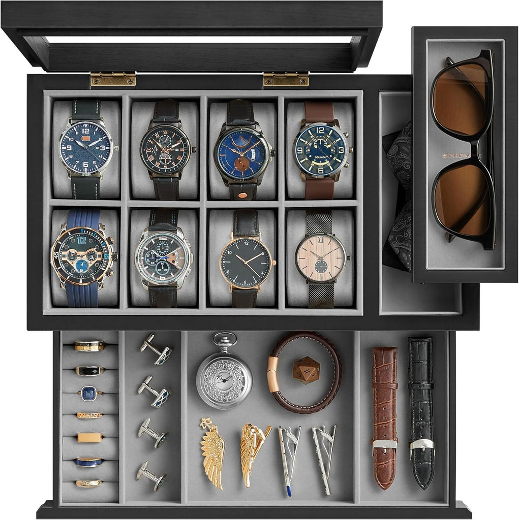 SONGMICS 8-Slot 2-Tier Watch Box - Black