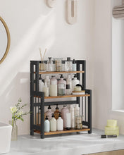 Load image into Gallery viewer, SONGMICS Brown &amp; Black 3-Tier Spice Rack with Bamboo Frame