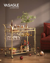 Load image into Gallery viewer, VASAGLE Bar Cart with Gold Frame