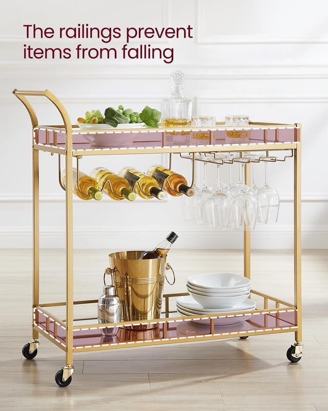 VASAGLE Bar Cart with Gold Frame