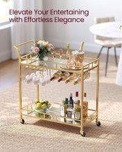 Load image into Gallery viewer, VASAGLE Bar Cart with Gold Frame