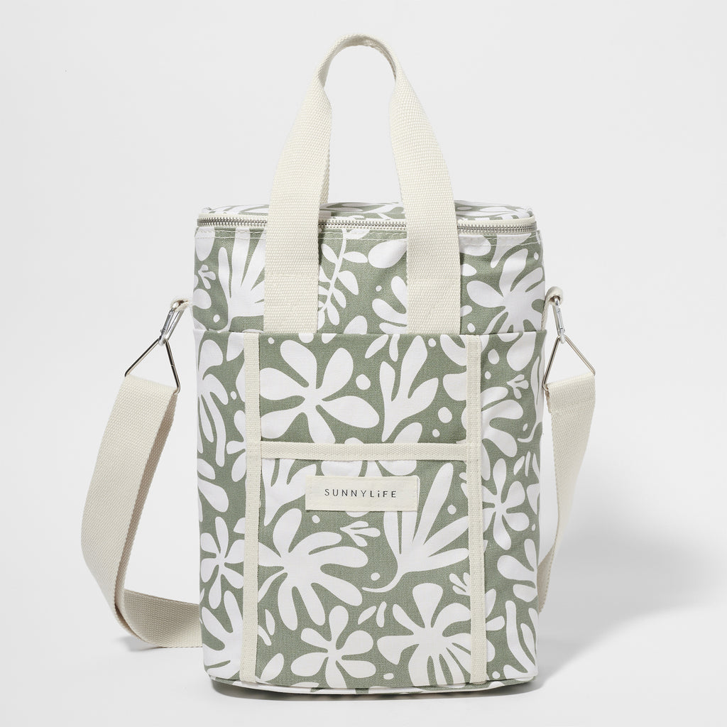 Sunnylife: Canvas Drinks Cooler Bag - The Vacay Olive
