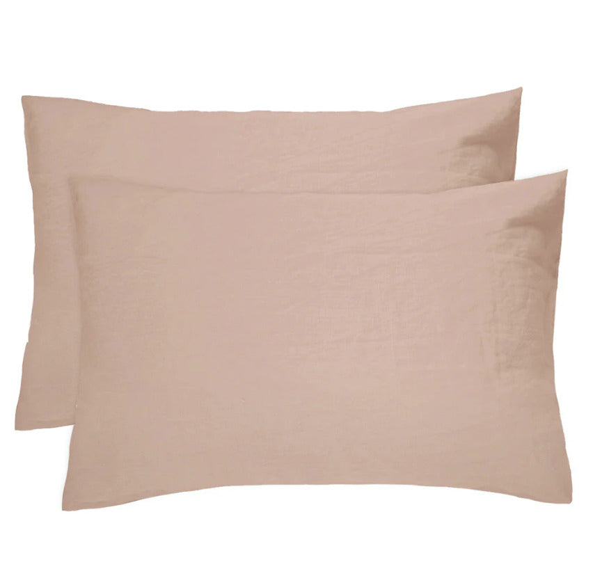 Bambury: Linen Pillowcase Pair - Tea Rose