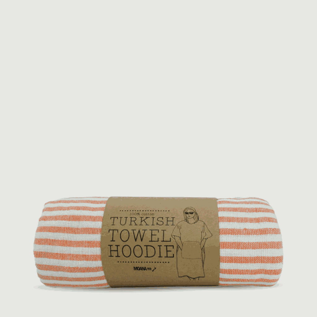 Moana Road: Turkish Towel Hoodie - Orange Stripe