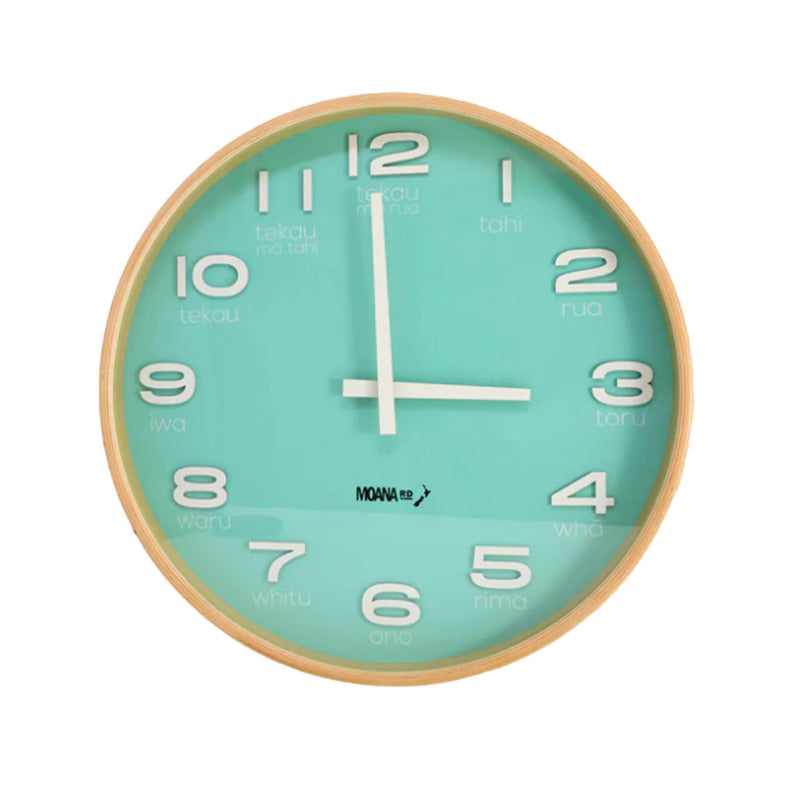 Moana Road: Large Teal Clock - Te Reo