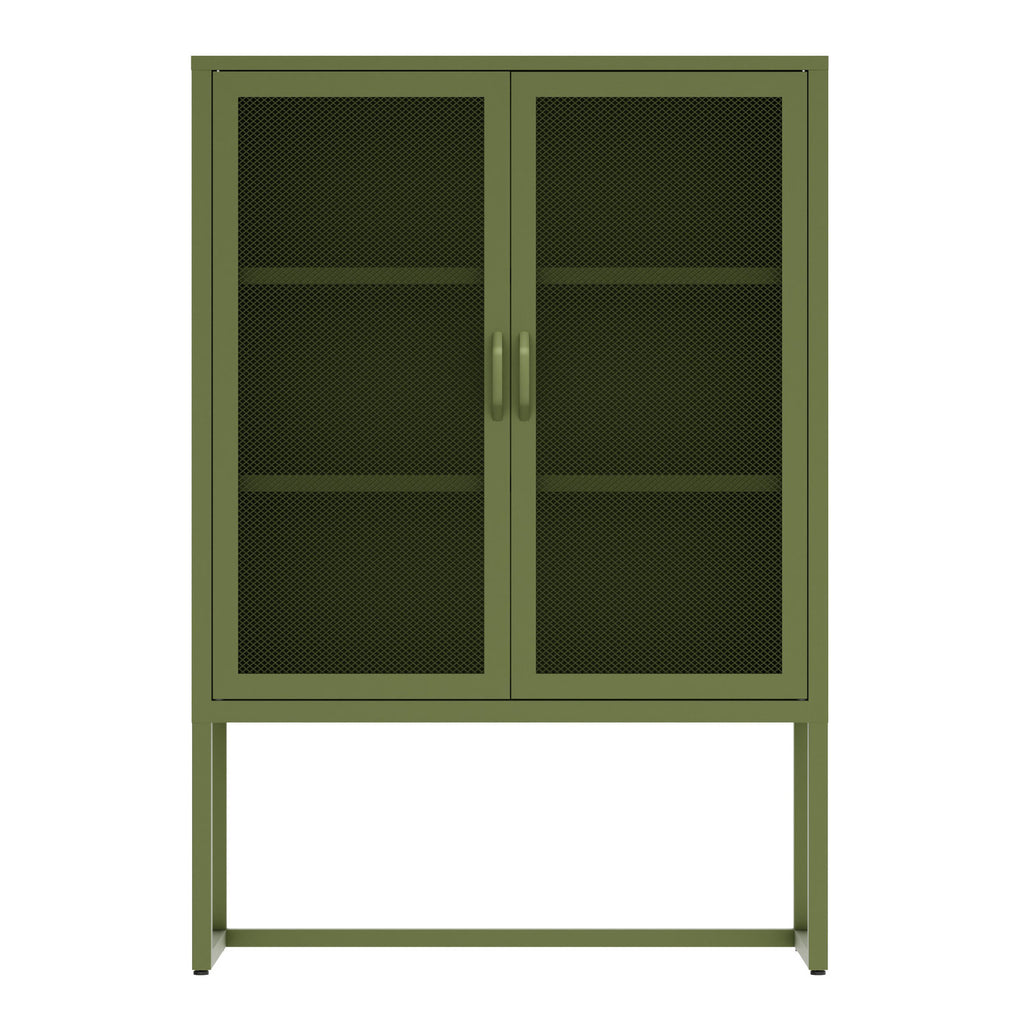 Fraser Country Milan Metal Cabinet Two Mesh Doors - Olive Green