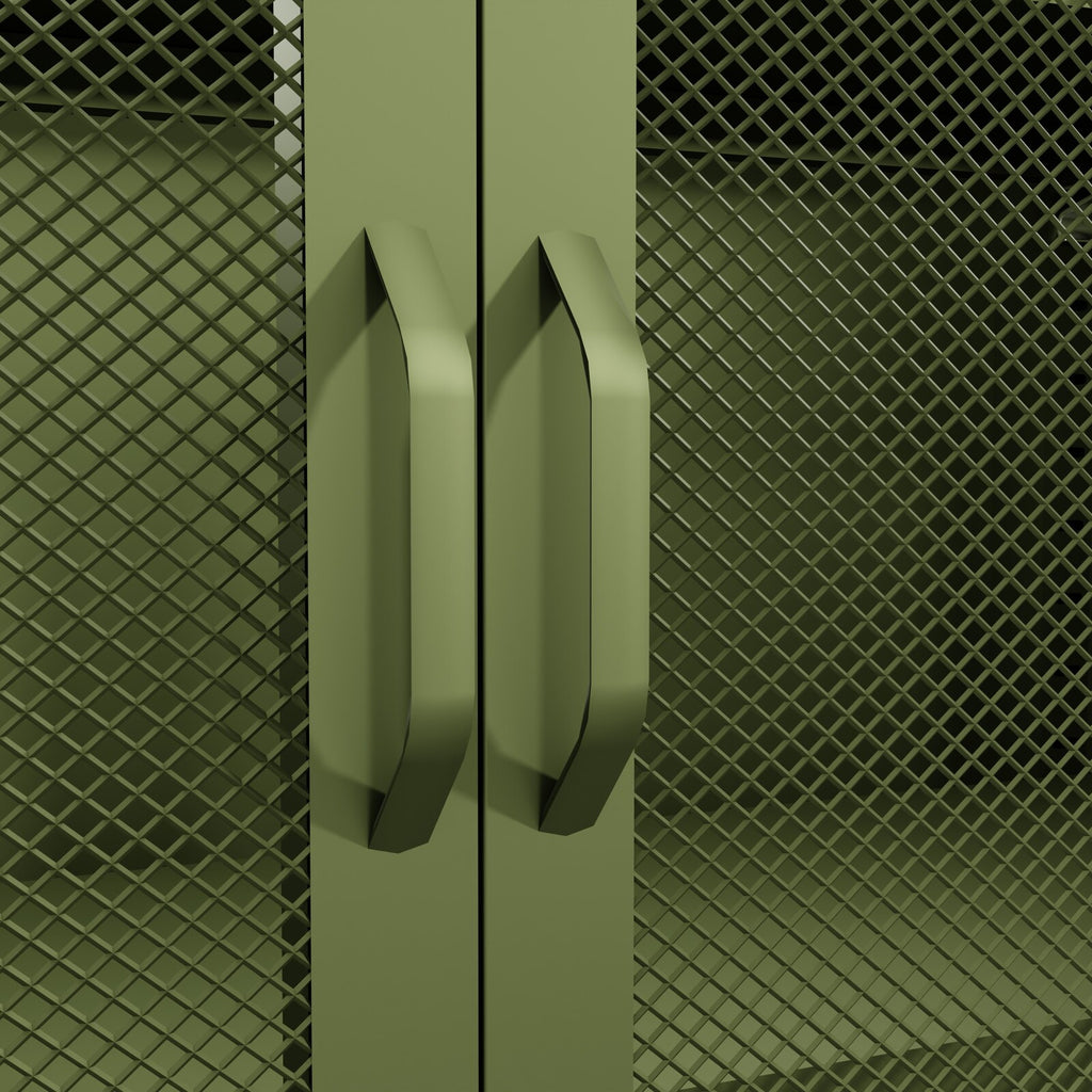 Fraser Country Milan Metal Cabinet Two Mesh Doors - Olive Green