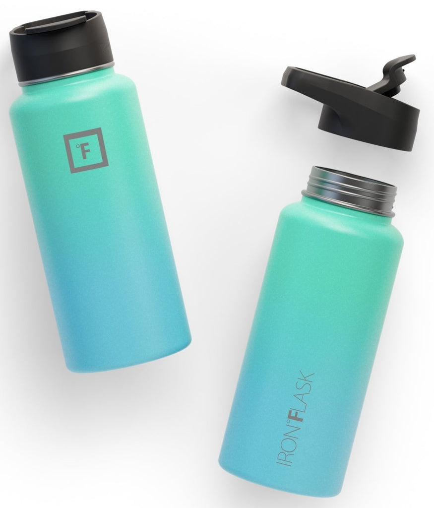 Iron Flask: Wide Mouth Bottle with Spout Lid - Sky (950ml)