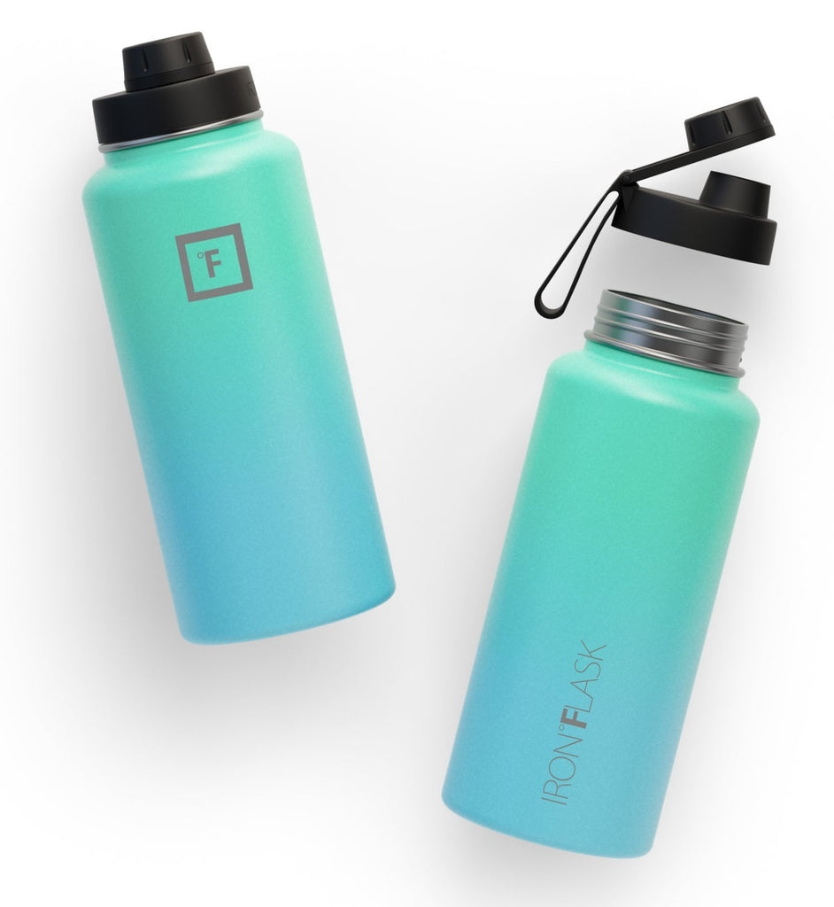Iron Flask: Wide Mouth Bottle with Spout Lid - Sky (950ml)